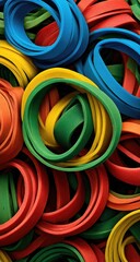 Colorful rubber bands in a dense pile