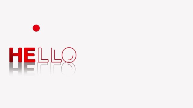animated jumping or bouncing ball Hello february text word lettering typography glow neon reveal, Bright letters jump in the inscription theme video,motion seamless loop red type on white background g