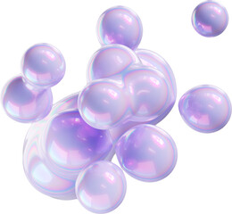 3d holographic pastel purple iridescent shape, modern futuristic abstract metaball form isolated clipart. Render of geometric illustration