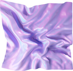 3d holographic pastel purple iridescent cloth shape, modern futuristic abstract form isolated clipart. Render of geometric illustration