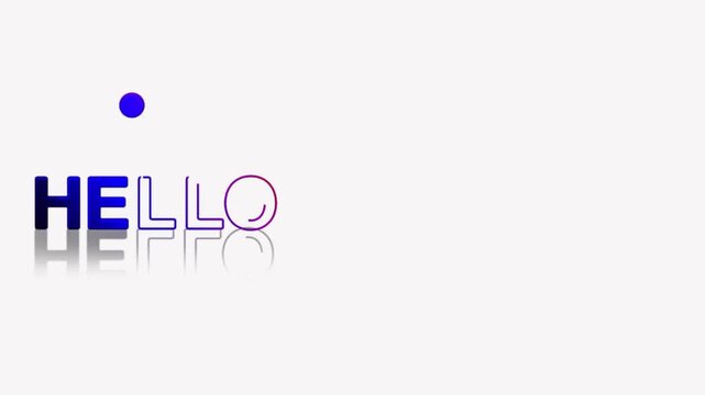 animated jumping or bouncing ball Hello february text word lettering typography glow neon reveal, Bright letters jump in the inscription theme video,motion seamless loop blue pink yellow gradient type