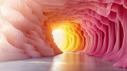 Vibrant Fantasy Cave with Colorful Waves and Soft Lighting Effects