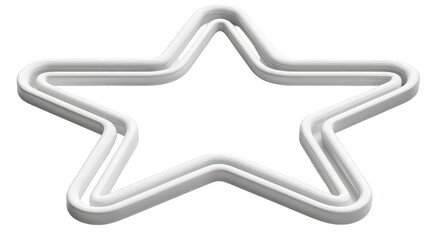 Triple Lined White Star Shape on Transparent Background