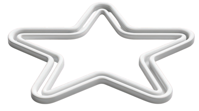 Triple Lined White Star Shape on Transparent Background