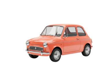Isolated classic orange subcompact car in studio shot for advertisement and commercial use