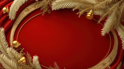 Festive Christmas Background with Golden Bells and Red Velvet Accents
