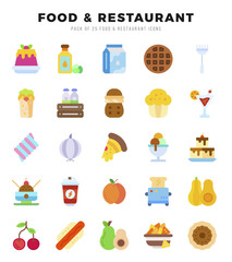 Food and Restaurant Icon Pack 25 Vector Symbols for Web Design.