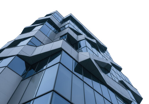 Isolated modern business architecture building with geometric glass and metal design elements