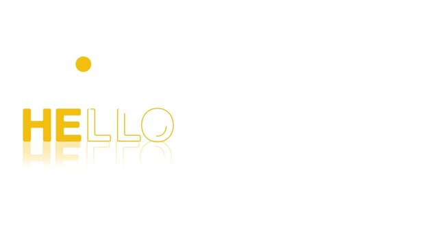 animated jumping or bouncing ball Hello february text word lettering typography glow neon reveal, Bright letters jump in the inscription theme video,motion seamless loop yellow type on white bg 
