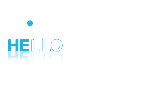 animated jumping or bouncing ball Hello february text word lettering typography glow neon reveal, Bright letters jump in the inscription theme video,motion seamless loop Blue type on white bg
