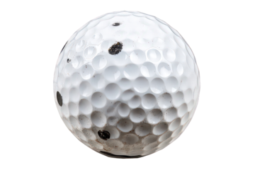 White Golf Ball with Black Spots on Transparent Background