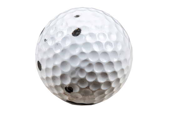 White Golf Ball with Black Spots on Transparent Background