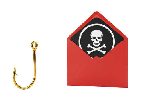 Isolated phishing attempt alert, email containing malicious code or software, concept of danger