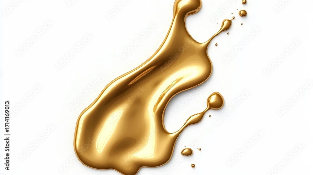 Aufkleber elegant golden swirl abstract design with fluid liquid splashes creating artistic movement