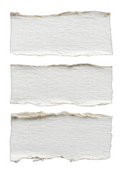 Three torn paper strips