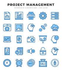 Vector icons set of Project Management. Two Color style Icons.