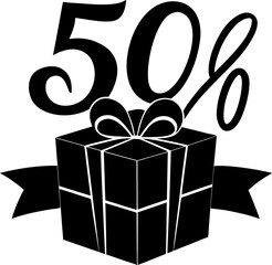 50 Percent Discount Gift Vector Icon Stock Illustration