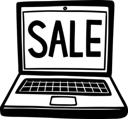 Online Sale Laptop Vector Icon Stock Illustration