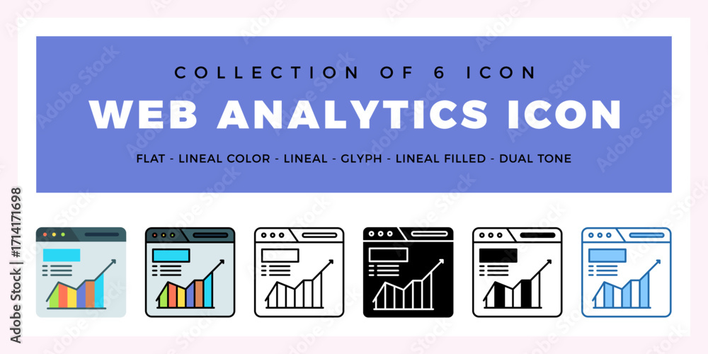 Poster pack of 6 vector web analytics icon