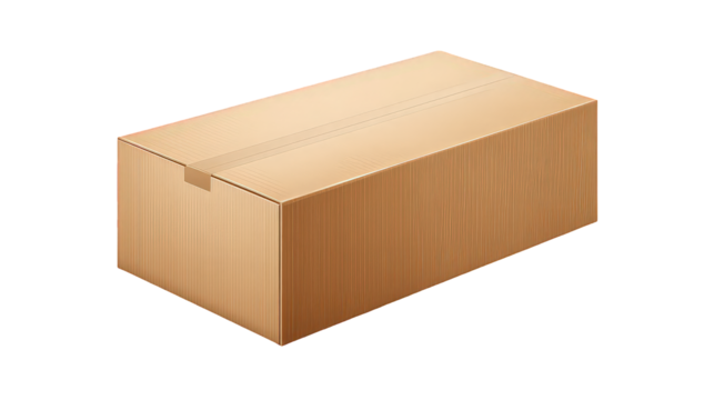 Brown Cardboard Box on Transparent Background