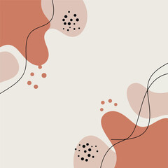 Abstract Illustration of Organic Shapes in Earthy Tones with Black Outlines