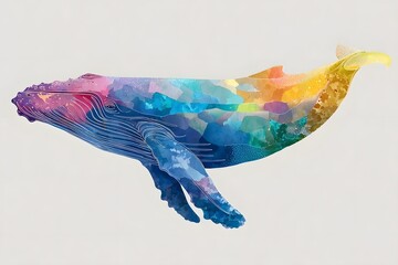 Fototapeta premium Vibrant, colorful, abstract whale illustration.