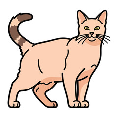 Charming Cat Illustration: An illustrated depiction of a sleek cat with an attractive beige fur stands in a playful pose, captivating viewers with its whimsical and heartwarming design.
