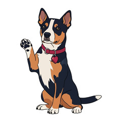 Playful Canine's Greeting: A charming illustration captures a friendly dog playfully extending a paw in a welcoming gesture.