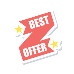 Best Offer Sale Sticker with Stars.