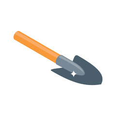 Handy isometric style icon of digging metal shovel