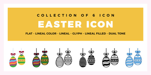 Easter Icon Set 6 Unique Lineal and Glyph Designs