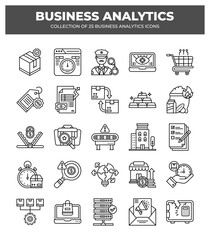 Collection of 25 Business Analytics Icons: Streamline Your Business with Data-Driven Insights
