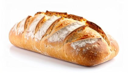 Golden Brown Crusty Bread Loaf on White Background