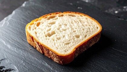 Closeup of a Slice of Crusty White Bread on Dark Background