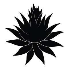 blue puya silhouette vector on white background