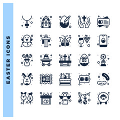 25 Easter Lineal Fill icon pack. vector illustration.
