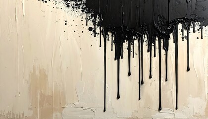Fototapeta premium Abstract Black and Beige Dripping Paint Wall Art