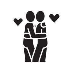 couple hugs flat color icon.