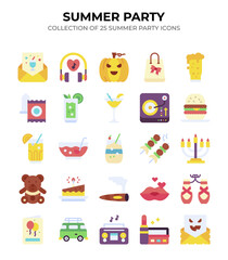 Summer Party Icons. A vibrant collection of 25 summer party icons