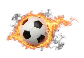 Fototapeta premium Flaming Soccer Ball transparent bg, cutout PNG