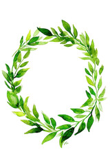 Green Watercolor Floral Wreath