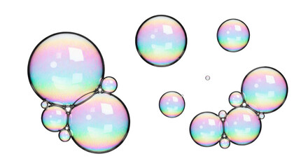 Colorful Soap Bubbles transparent bg, cutout PNG