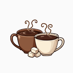 Obraz premium Comforting hot drinks with sugar pieces