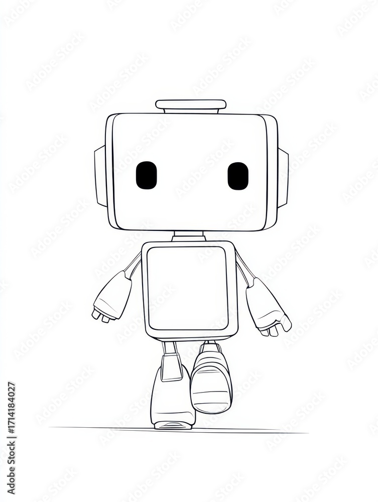 Poster walking robot: a charming robot, a symbol of innovation and artificial intelligence, with a playful 