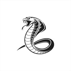 Obraz premium Stylized black cobra snake logo illustration on white background