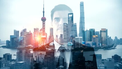 Visionary Entrepreneurial Spirit Rising Above Shanghai's Skyline, Merging Ambition and Progress