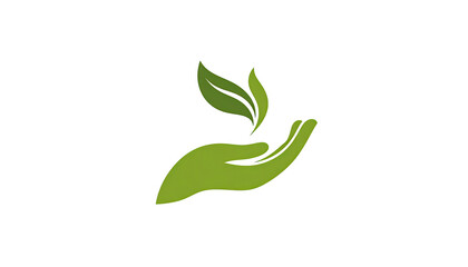 Fototapeta premium Green hand holding leaves