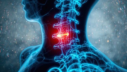 Explore stunning 3D render of spinal cord injury with neural network visualization for medical research
