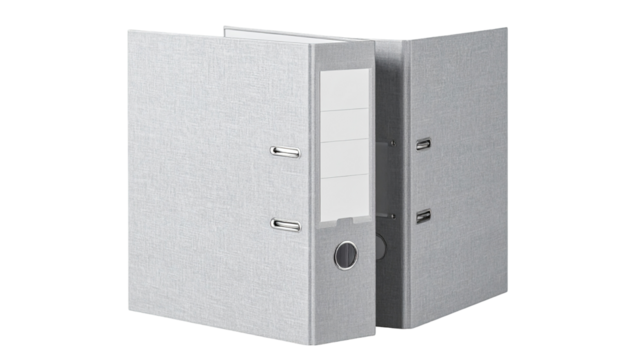 Light gray binder, open