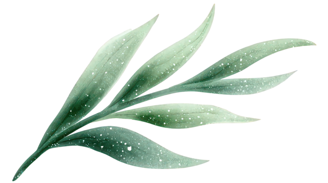 Delicate Green Leaf Branch With Glitter Detail